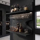 Bravanor Live Edge Handcrafted Floating Wine Shelf SPA578404 Black - Timberustic Floating Wine Shelf