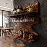 Bravanor Live Edge Handcrafted Floating Wine Shelf SPA578404 Dark Walnut - Timberustic Floating Wine Shelf