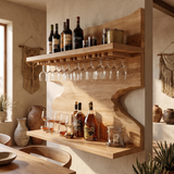 Bravanor Live Edge Handcrafted Floating Wine Shelf SPA578404 Natural Oak - Timberustic Floating Wine Shelf