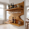 Bravanor Live Edge Handcrafted Floating Wine Shelf SPA578404 Teak - Timberustic Floating Wine Shelf