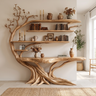 Bravik Sculpted Solid Wood Console Table with Shelves Natural Oak - Timberustic Console Table with Shelves