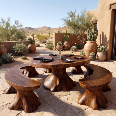 Bravora Handcrafted Solid Wood Outdoor Dining Table Brown - Timberustic Dining Table