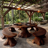 Bravora Handcrafted Solid Wood Outdoor Dining Table Dark Walnut - Timberustic Dining Table