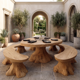 Bravora Handcrafted Solid Wood Outdoor Dining Table Natural Oak - Timberustic Dining Table