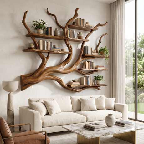 Briarcanopy Handcrafted Solid Wood Floating Tree Bookshelf Brown - Timberustic Floating Tree Bookshelf