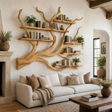 Briarcanopy Handcrafted Solid Wood Floating Tree Bookshelf Natural Oak - Timberustic Floating Tree Bookshelf