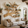 Briarcanopy Handcrafted Solid Wood Floating Tree Bookshelf Natural Oak - Timberustic Floating Tree Bookshelf