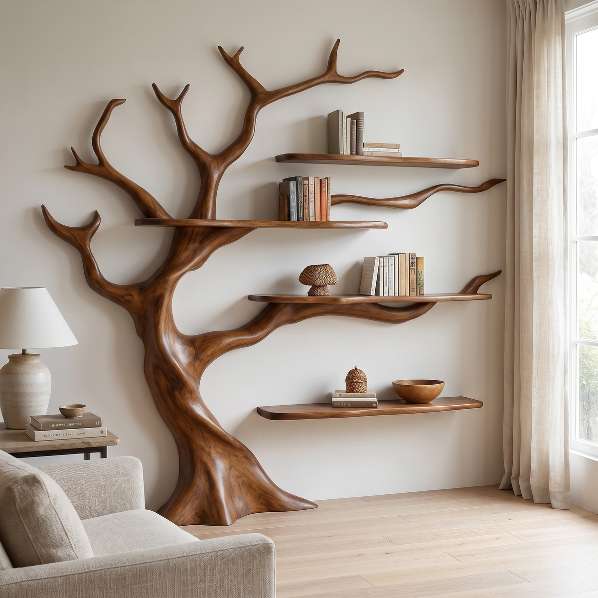 Briarcrest Handcrafted Solid Wood Tree Bookshelf Brown - Timberustic Tree Bookshelf