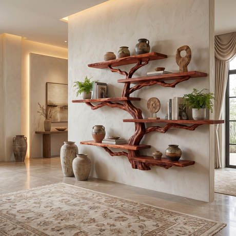 Briarhaven Handcrafted Solid Wood Floating Tree Bookshelf Mahogany - Timberustic Floating Tree Bookshelf