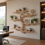 Briarhaven Handcrafted Solid Wood Floating Tree Bookshelf Natural Oak - Timberustic Floating Tree Bookshelf