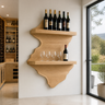 Briarhaven Live Edge Handcrafted Floating Wine Shelf SPA124541 Natural Oak - Timberustic Floating Wine Shelf