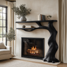 Briarhollow Sculpted Solid Wood Tree-Shaped Fireplace Mantel with Display Shelves Black - Timberustic Tree-Shaped Fireplace Mantel with Display Shelves