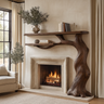 Briarhollow Sculpted Solid Wood Tree-Shaped Fireplace Mantel with Display Shelves Dark Walnut - Timberustic Tree-Shaped Fireplace Mantel with Display Shelves