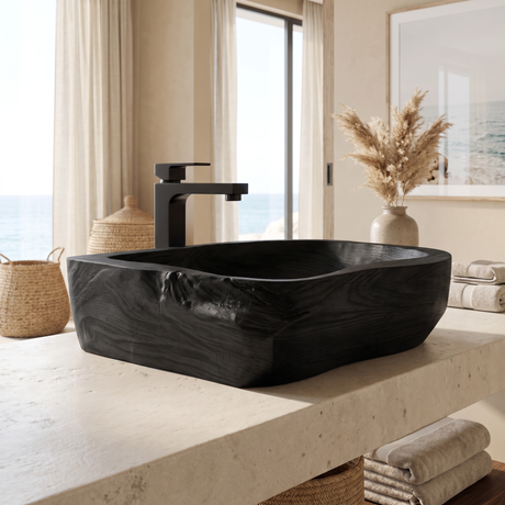 Brielle Live Edge Solid Wood Vessel Sink Black - Timberustic Vessel Sinks