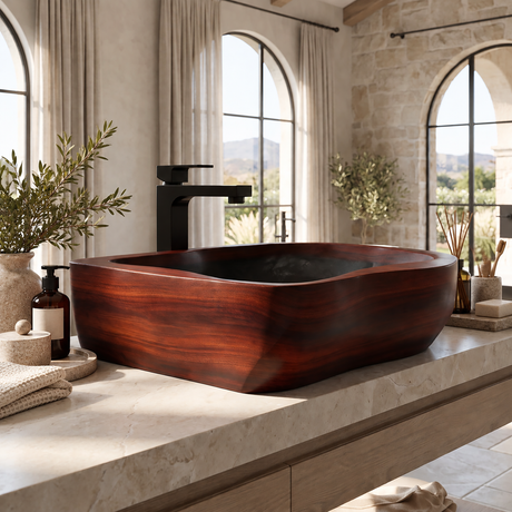 Brielle Live Edge Solid Wood Vessel Sink Mahogany - Timberustic Vessel Sinks