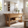 Caelion Sculpted Solid Wood Freestanding Bathroom Vanity with Drawers Natural Oak - Timberustic Freestanding Bathroom Vanity with Drawers