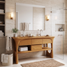Caelion Sculpted Solid Wood Freestanding Bathroom Vanity with Drawers Teak - Timberustic Freestanding Bathroom Vanity with Drawers