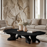 Caelith Live Edge Solid Wood Coffee Table — Black