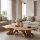 Caelith Live Edge Solid Wood Coffee Table — Natural Oak