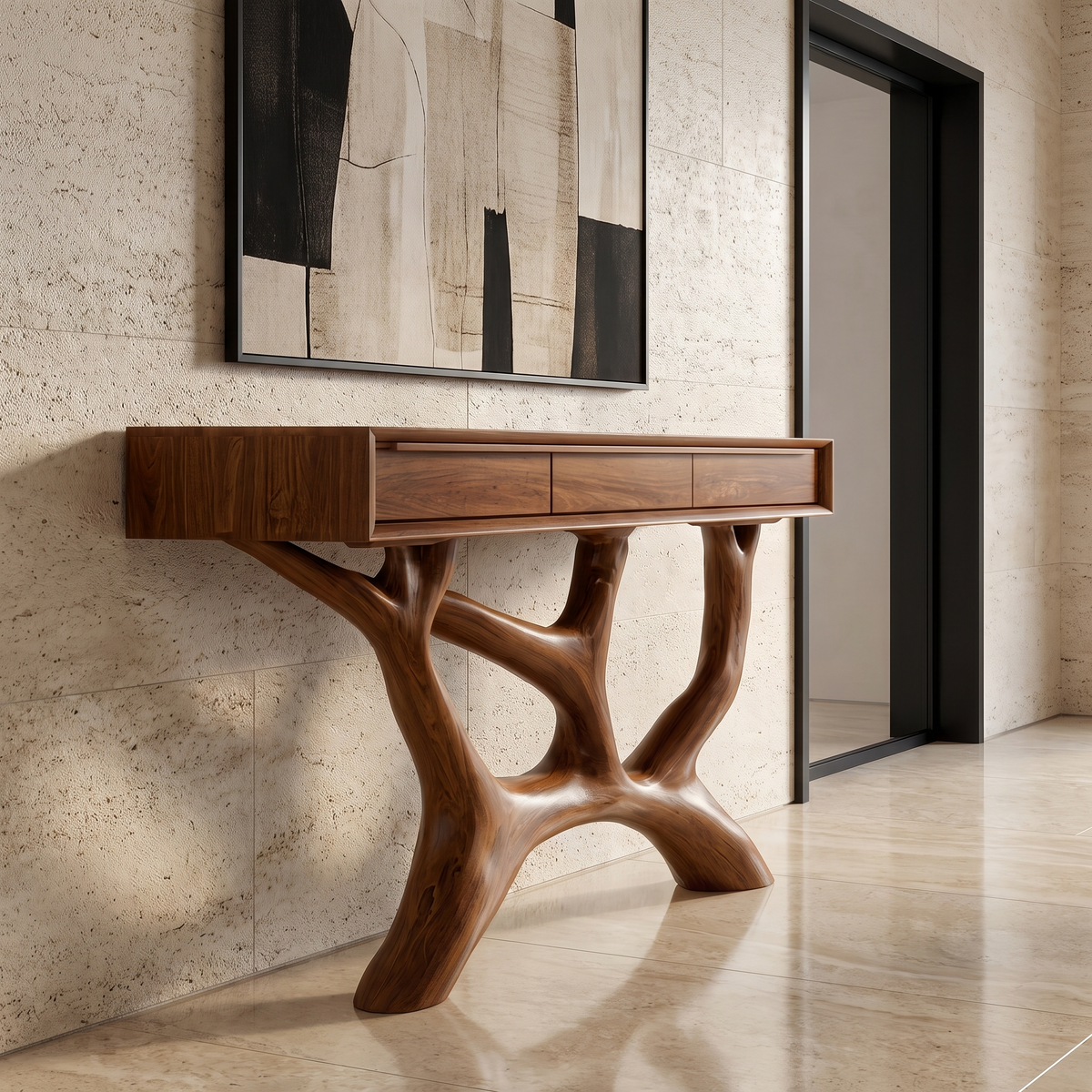 Caelrith Sculpted Solid Wood Console Table Brown - Timberustic Console Table