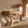Caelrith Sculpted Solid Wood Console Table Natural Oak - Timberustic Console Table