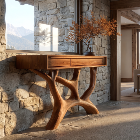 Caelrith Sculpted Solid Wood Console Table Teak - Timberustic Console Table