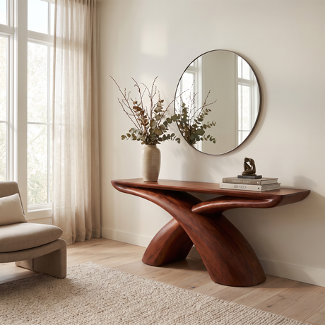 Caelvyn Sculpted Solid Wood Console Table Mahogany - Timberustic Console Table