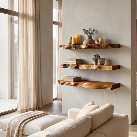 Calviro Live Edge Solid Wood Floating Shelf SPA935392 Brown - Timberustic Floating Shelf