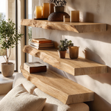 Calviro Live Edge Solid Wood Floating Shelf SPA935392 Natural Oak - Timberustic Floating Shelf