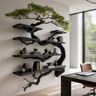 Canopycrest Handcrafted Solid Wood Floating Tree Bookshelf Black - Timberustic Floating Tree Bookshelf