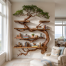 Canopycrest Handcrafted Solid Wood Floating Tree Bookshelf Brown - Timberustic Floating Tree Bookshelf