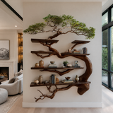 Canopycrest Handcrafted Solid Wood Floating Tree Bookshelf Dark Walnut - Timberustic Floating Tree Bookshelf