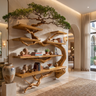 Canopycrest Handcrafted Solid Wood Floating Tree Bookshelf Teak - Timberustic Floating Tree Bookshelf