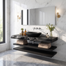Cavello Handcrafted Live Edge Solid Wood Floating Bathroom Vanity SPA234268 Black - Timberustic Floating Bathroom Vanity