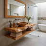Cavello Handcrafted Live Edge Solid Wood Floating Bathroom Vanity SPA234268 Teak - Timberustic Floating Bathroom Vanity