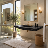Cavira Live Edge Solid Wood Floating Bathroom Vanity with Integrated Sink SPA354645 Black - Timberustic Floating Bathroom Vanity with Integrated Sink