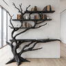 Cirevon Sculpted Solid Wood Console Table with Shelves Black - Timberustic Console Table with Shelves