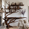 Cirevon Sculpted Solid Wood Console Table with Shelves Dark Walnut - Timberustic Console Table with Shelves