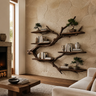 Crestbloom Handcrafted Solid Wood Floating Tree Bookshelf Dark Walnut - Timberustic Floating Tree Bookshelf