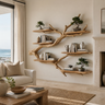 Crestbloom Handcrafted Solid Wood Floating Tree Bookshelf Natural Oak - Timberustic Floating Tree Bookshelf