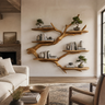 Crestbloom Handcrafted Solid Wood Floating Tree Bookshelf Teak - Timberustic Floating Tree Bookshelf