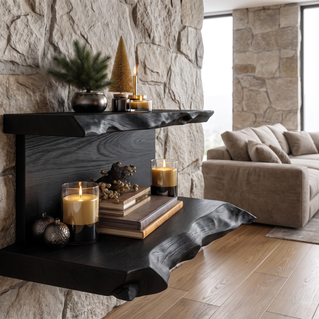 Dovren Live Edge Solid Wood Floating Shelf SPA243678 — Black