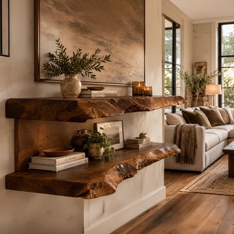 Dovren Live Edge Solid Wood Floating Shelf SPA243678 — Brown