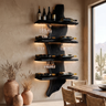 Dravik Live Edge Solid Wood Floating Wine Shelf SPA297551 Black - Timberustic Floating Wine Shelf