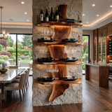 Dravik Live Edge Solid Wood Floating Wine Shelf SPA297551 Brown - Timberustic Floating Wine Shelf