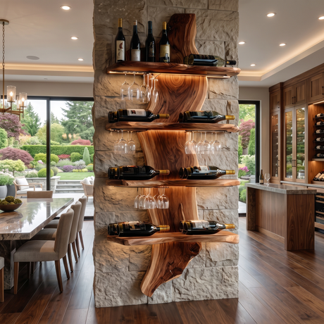 Dravik Live Edge Solid Wood Floating Wine Shelf SPA297551 Brown - Timberustic Floating Wine Shelf