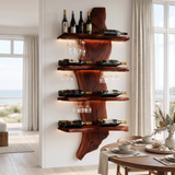 Dravik Live Edge Solid Wood Floating Wine Shelf SPA297551 Mahogany - Timberustic Floating Wine Shelf