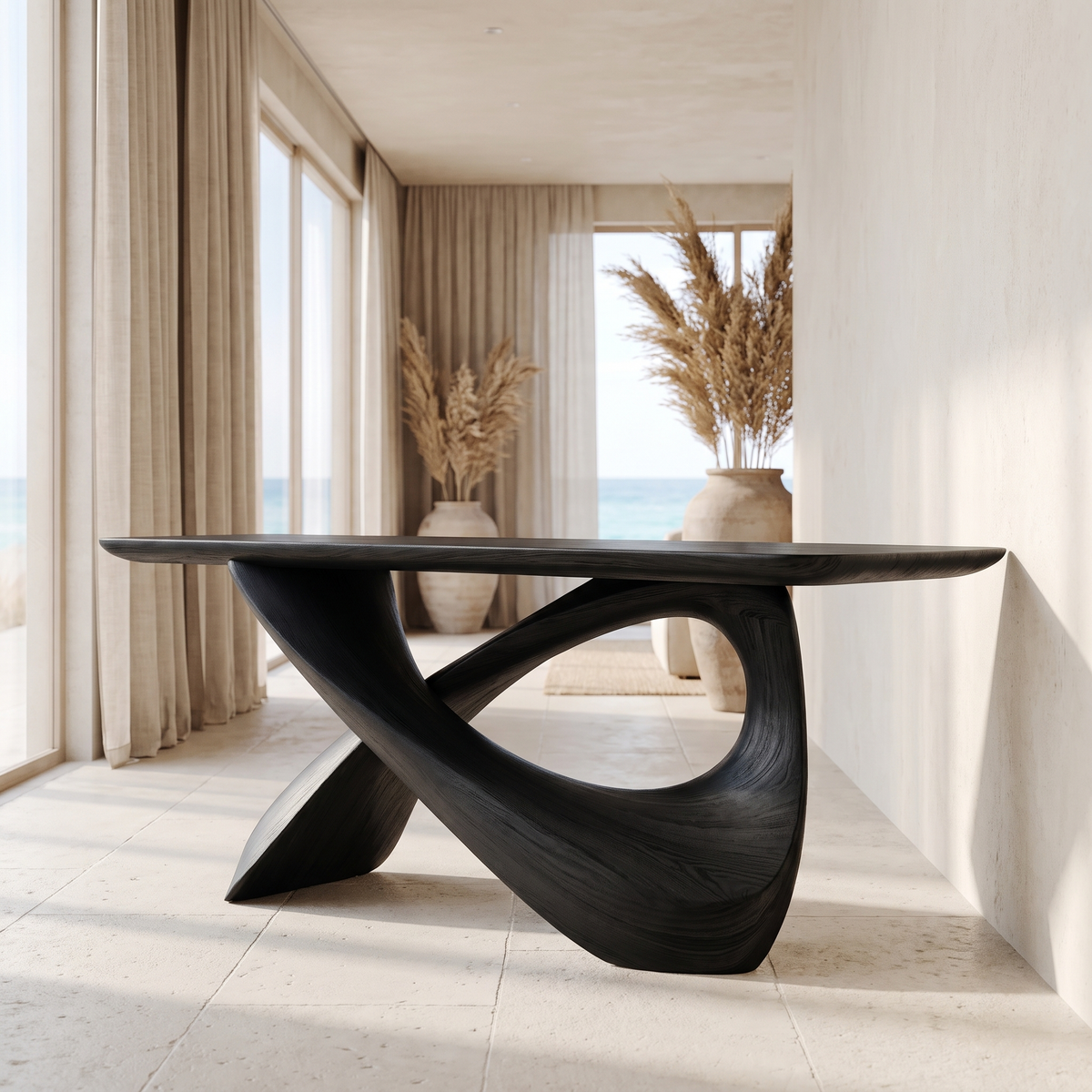 Dravoryn Sculpted Solid Wood Console Table Black - Timberustic Console Table