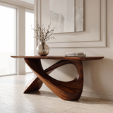 Dravoryn Sculpted Solid Wood Console Table Dark Walnut - Timberustic Console Table