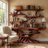 Drevanor Sculpted Solid Wood Console Table with Shelves Mahogany - Timberustic Console Table with Shelves